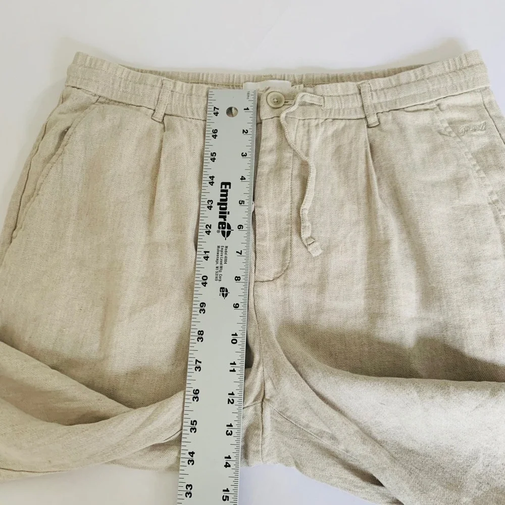 Porter & Ash Linen Blend Pants Men XL Beige Pleated Coastal Resort Quiet Luxury